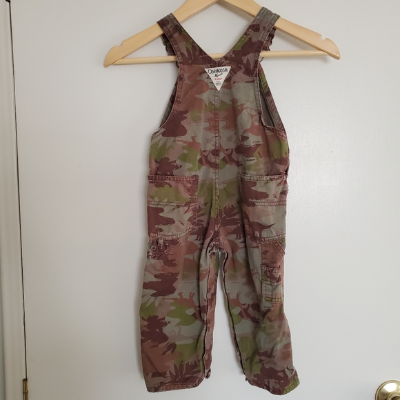 Oshkosh Vestbak Overalls 18 Months Green And Brown Camo Dinosaur - Picture 4 of 9